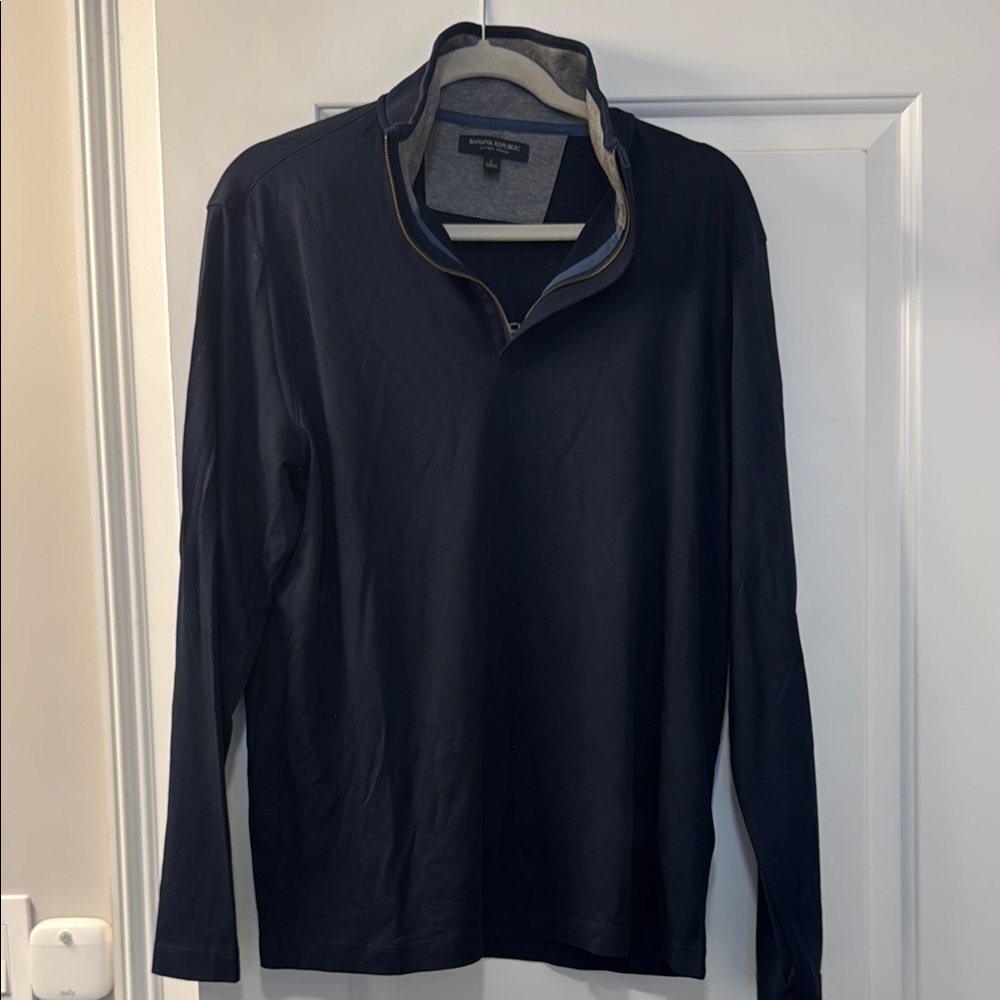 Banana Republic Men's Navy Luxury Touch Quarter Zip Size Large